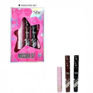 She Makeup Mascara Set - Pink, Black, Brown